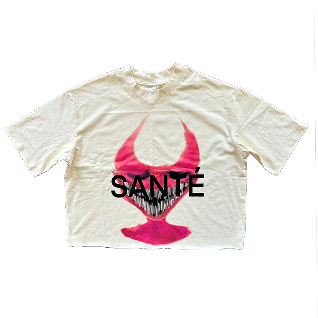 EVIL LOVER TEE CROPPED - OFF WHITE